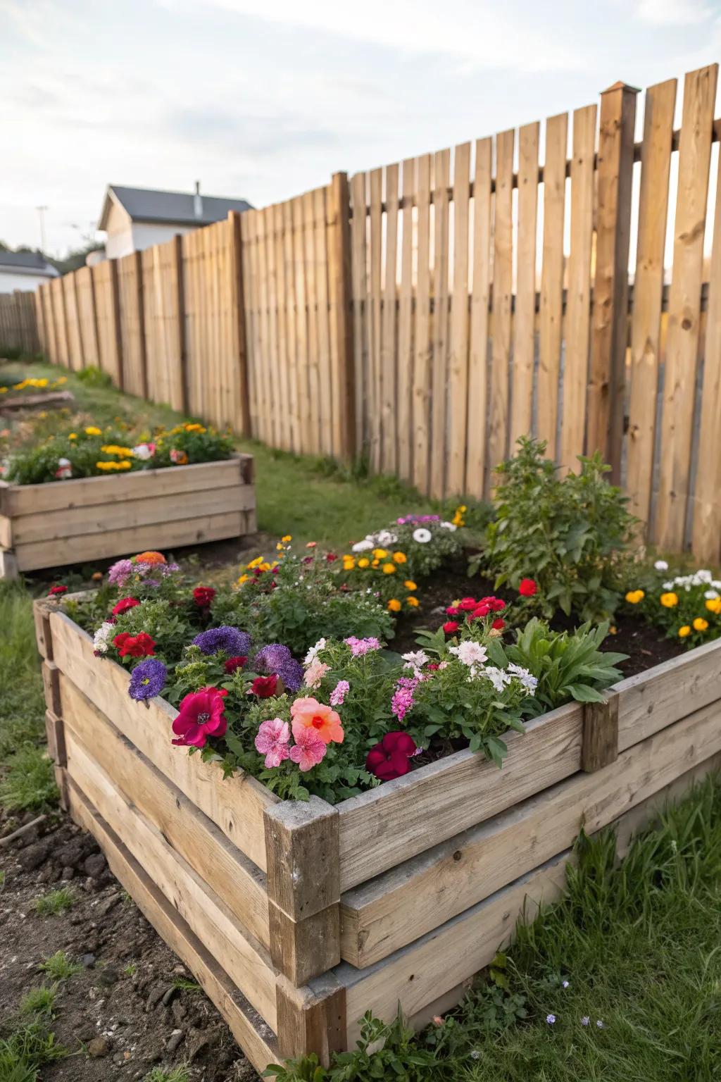 Pallet planters are a creative and sustainable choice for garden beds.