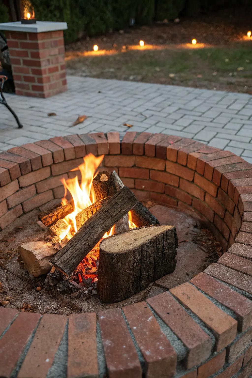 A classic brick fire pit setup