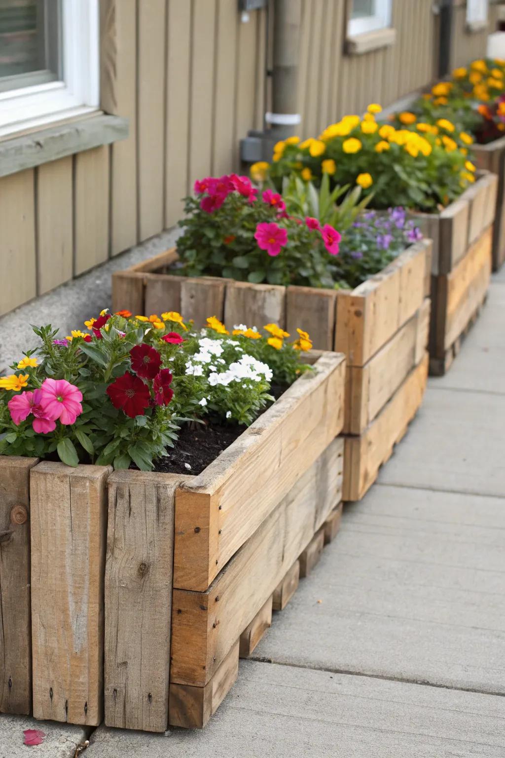 Add greenery with DIY planter boxes.