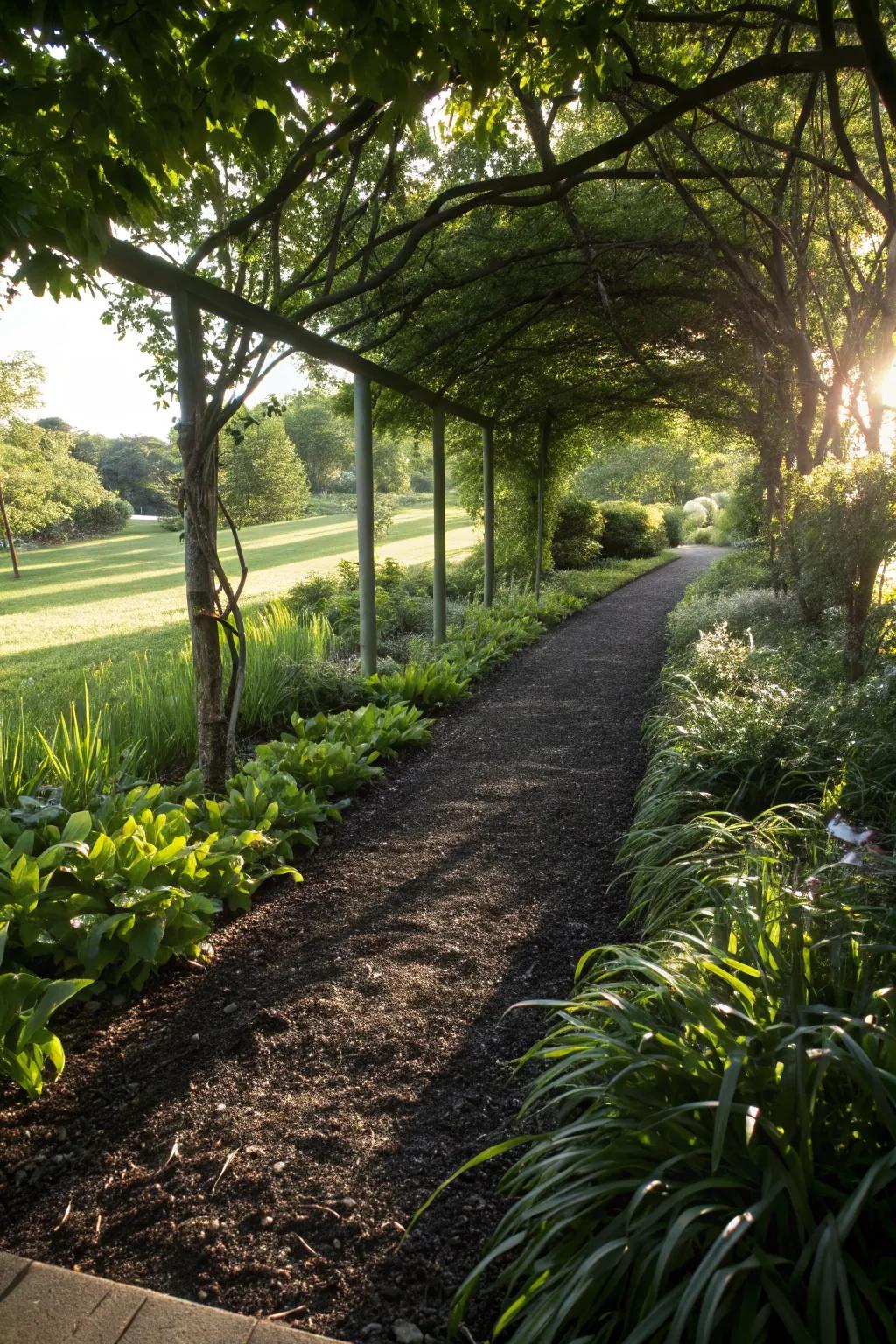 Mulch paths offer a natural and eco-friendly garden solution.