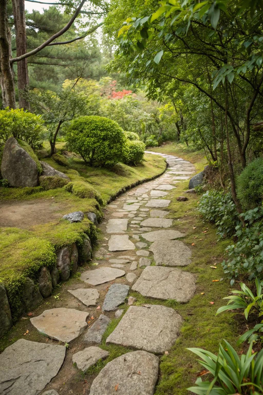 Natural stones offer an organic touch to any garden path.