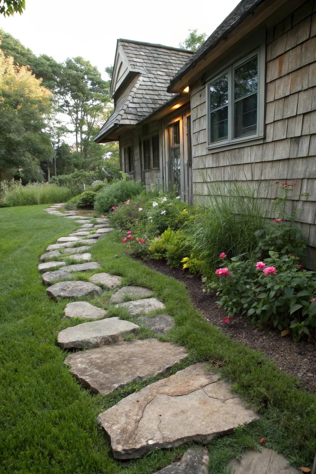 Natural stones make for an elegant and affordable path.