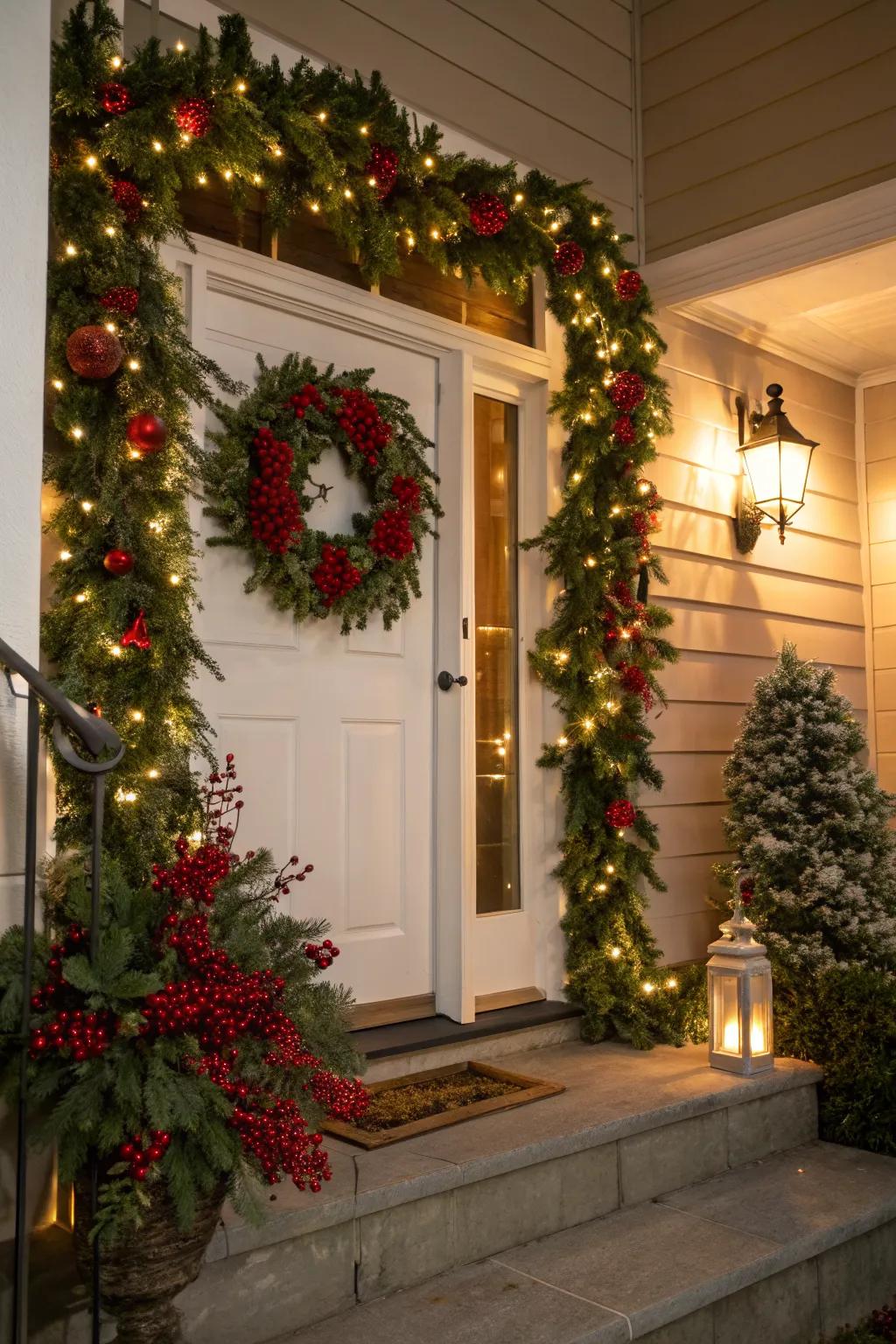 Welcome guests with classic wreaths and garlands.