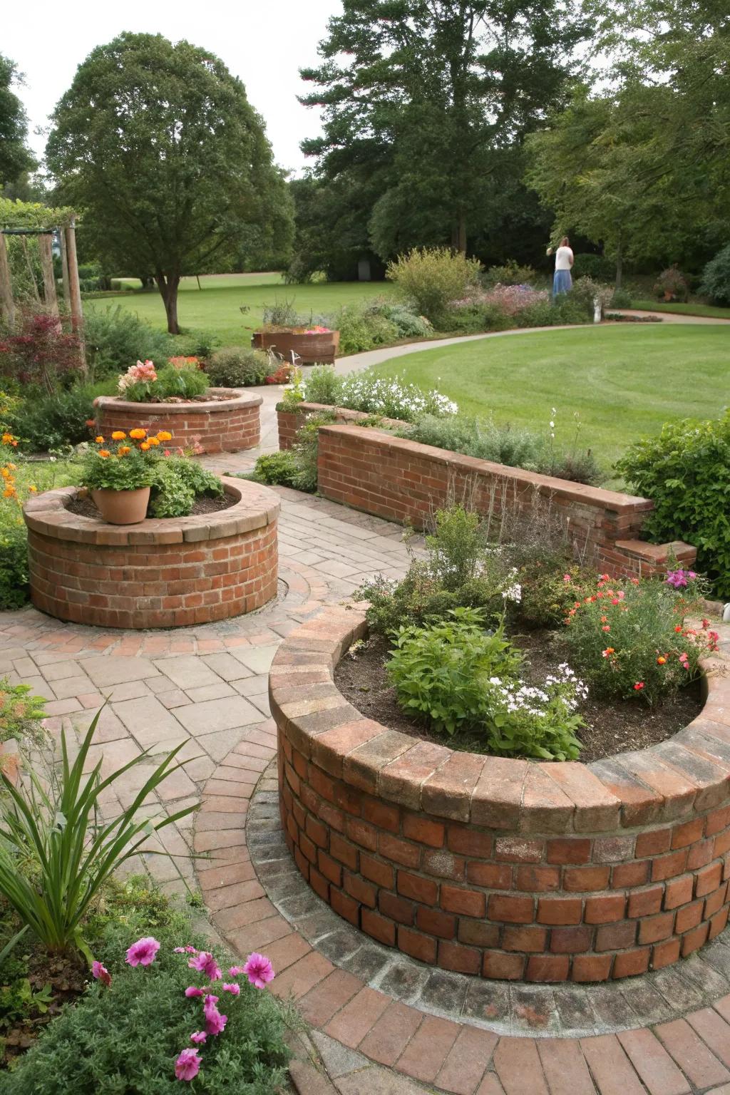 Circular brick designs can add whimsy and charm to any garden.