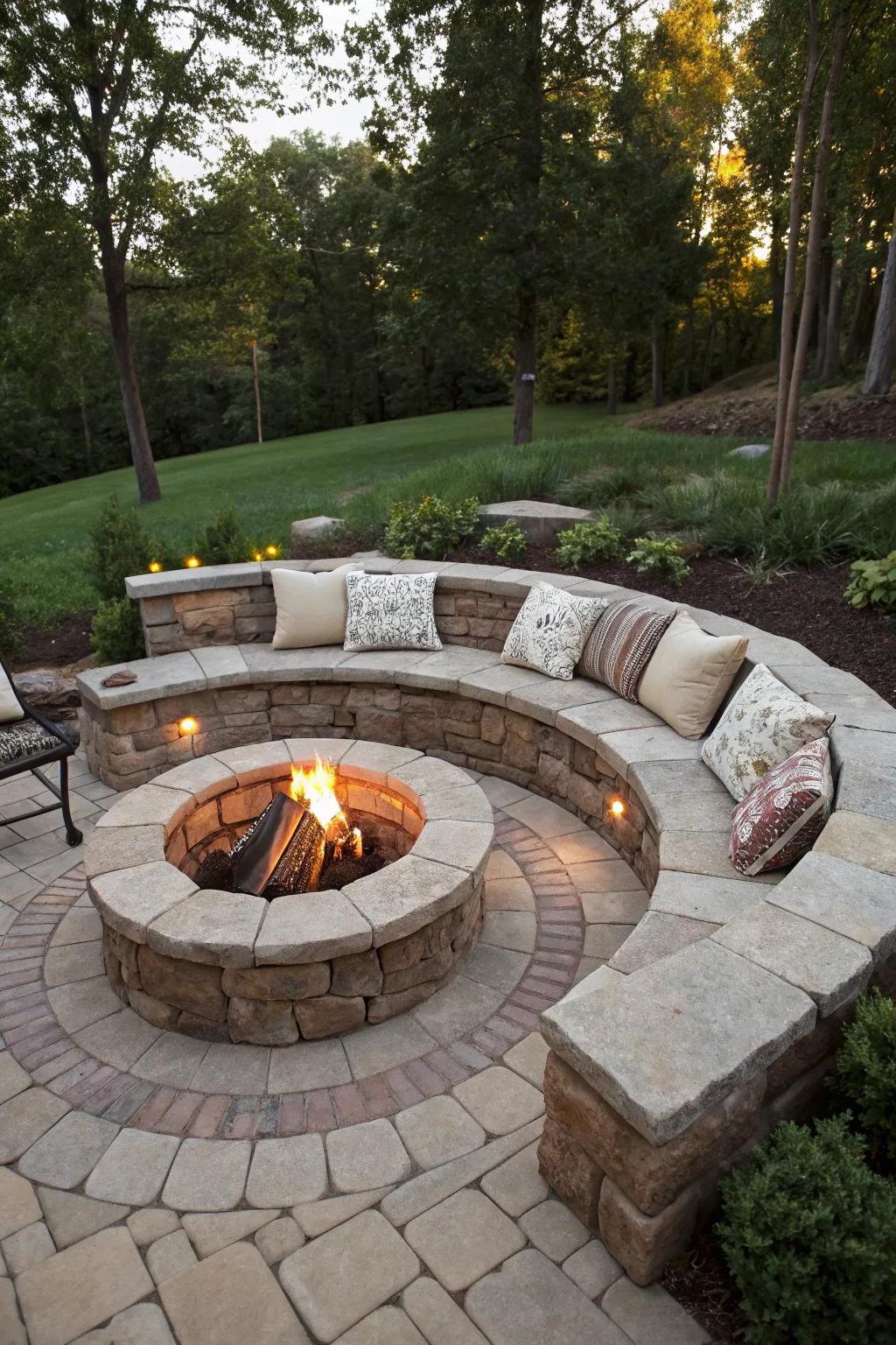 Built-in seating offers style and functionality around any fire pit.