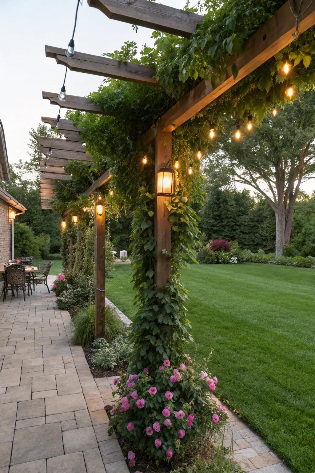 A pergola adds structure and charm to your coastal backyard.