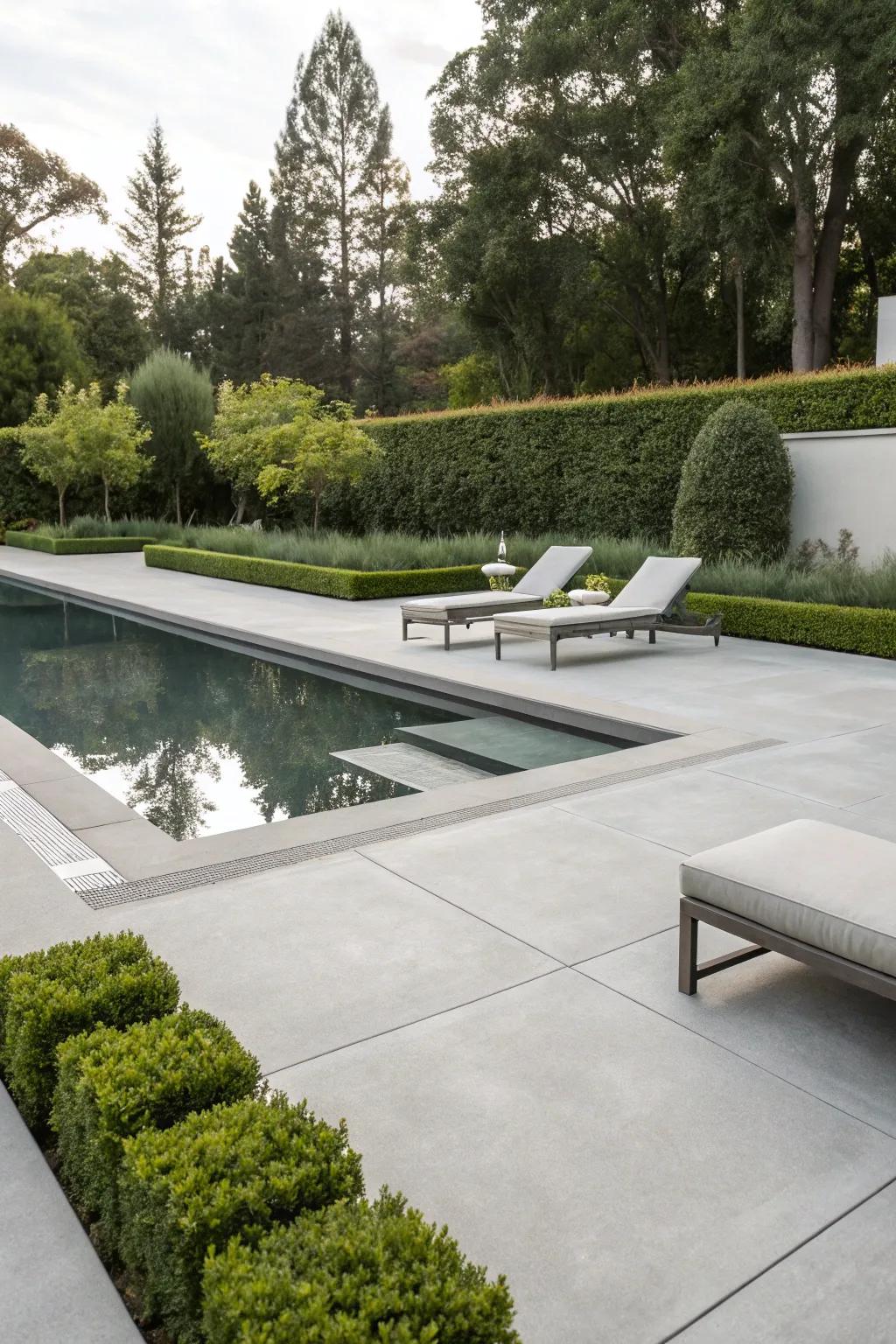 Achieve a contemporary look with smooth, sleek concrete surfaces.