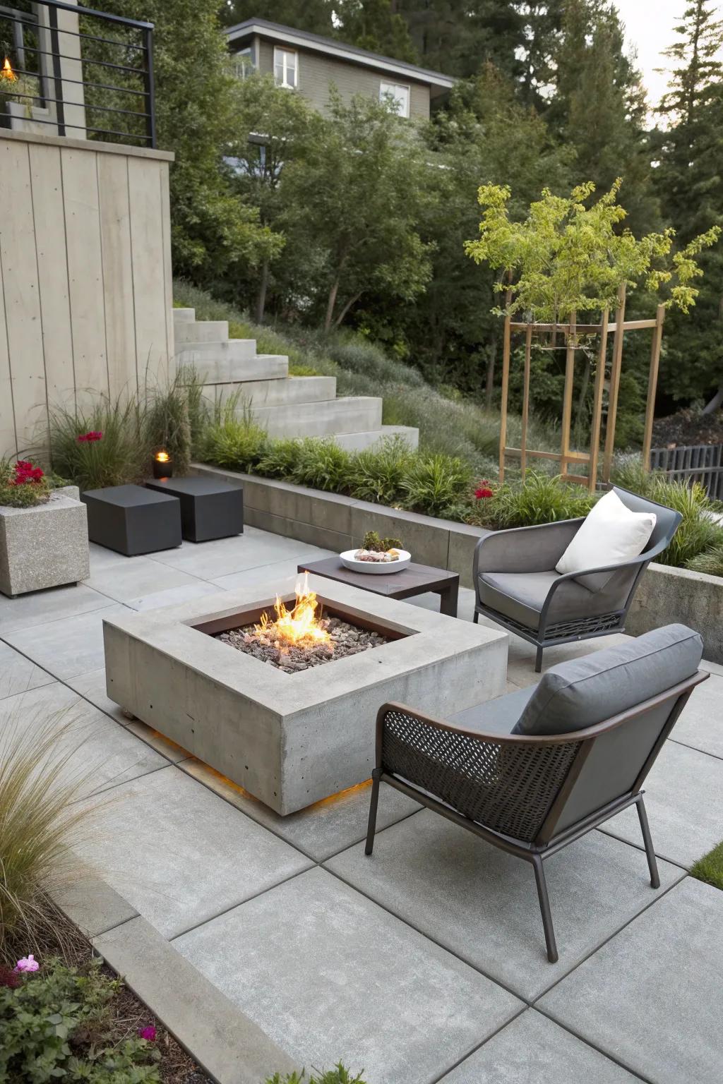 A seamless blend of patio and fire pit for a unified look.