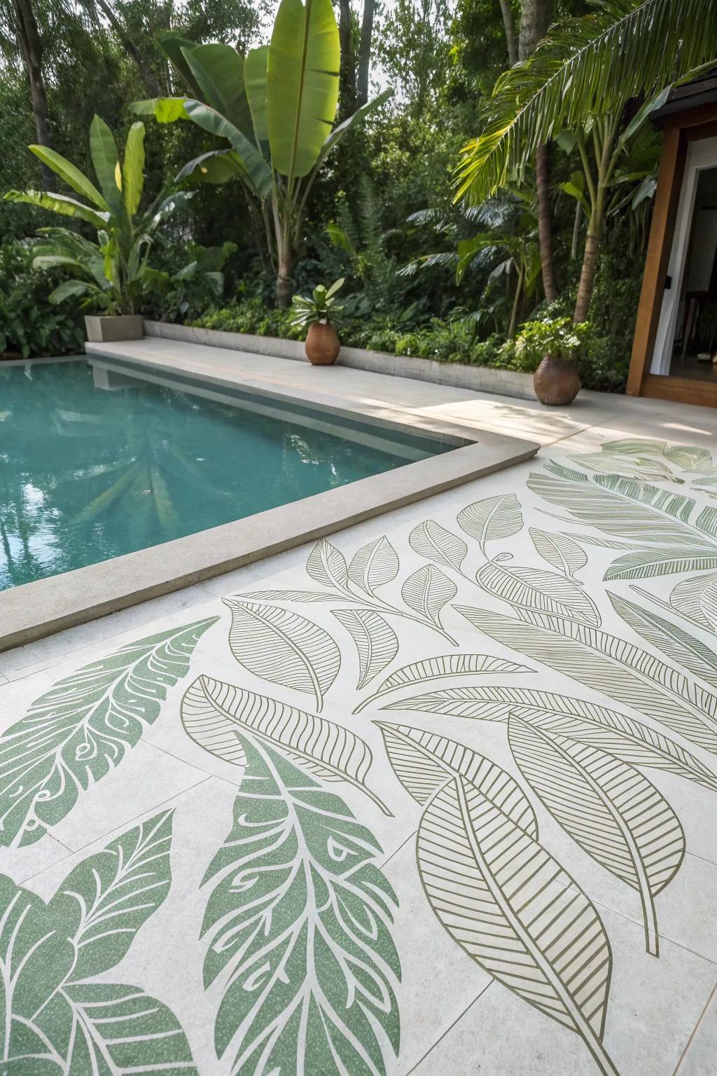 Stenciling adds artistic flair to your pool deck.