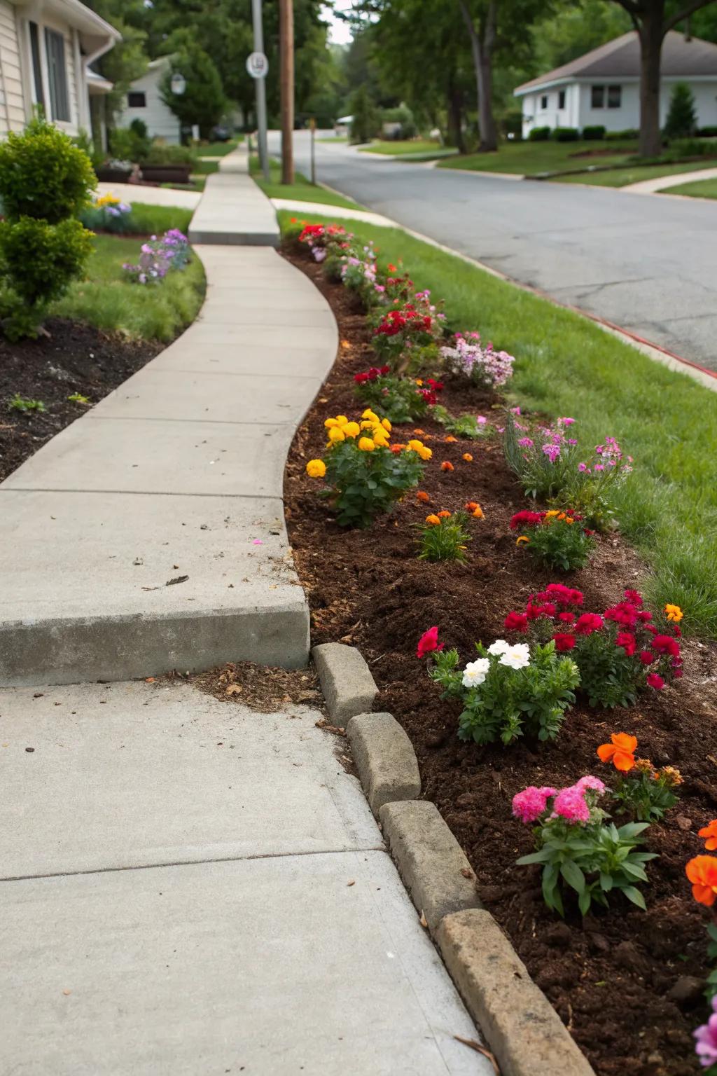 Add dimension and practicality with raised concrete edges.