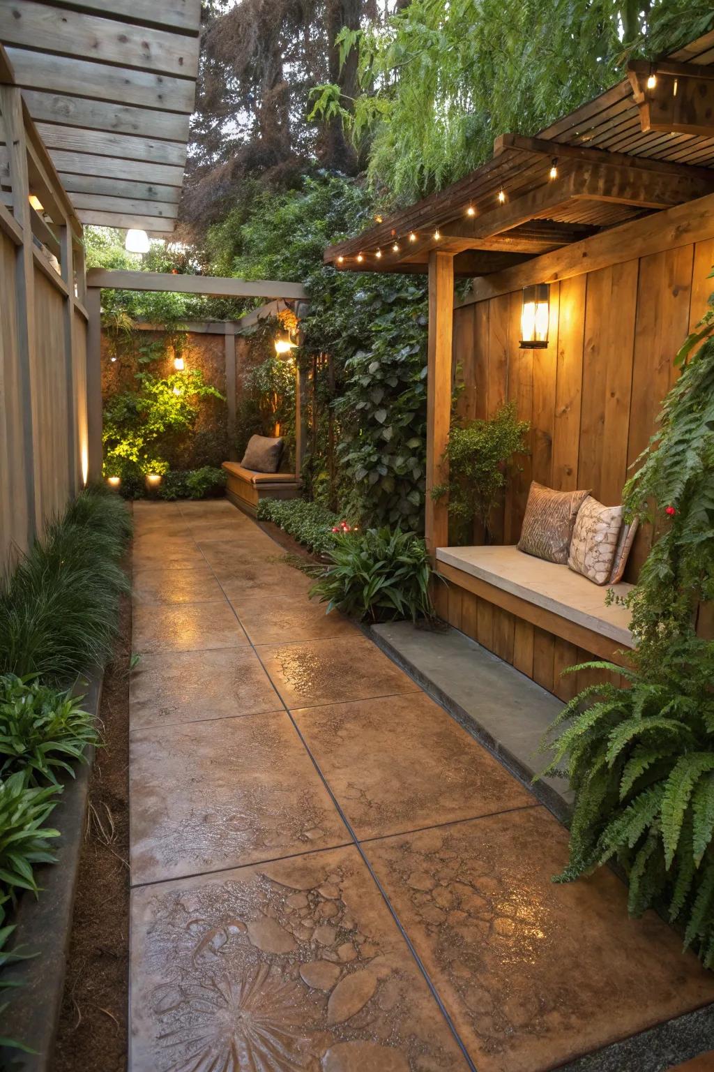 Faux wood stains offer the beauty of wood with the resilience of concrete.