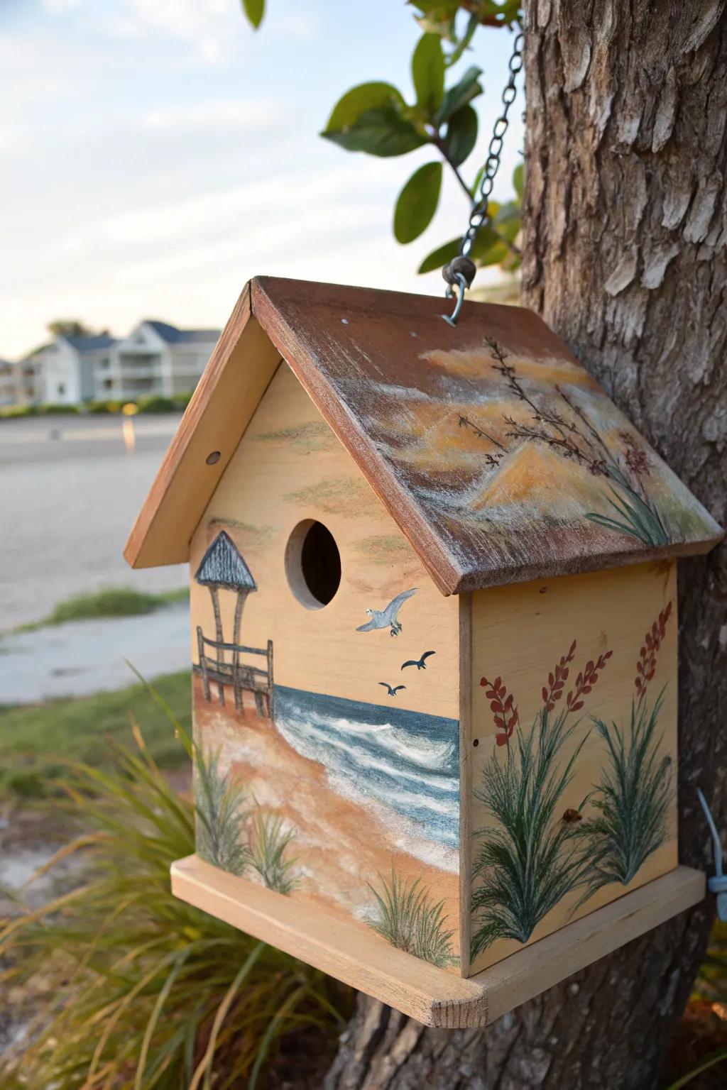 Beach bliss: Ocean-themed birdhouse