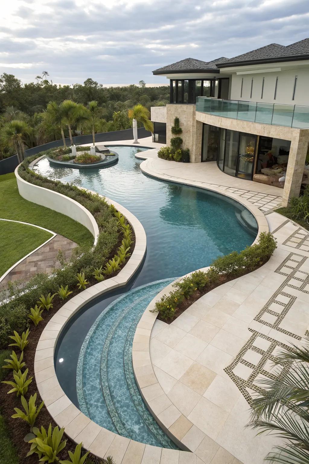 Make a statement with a uniquely shaped pool.