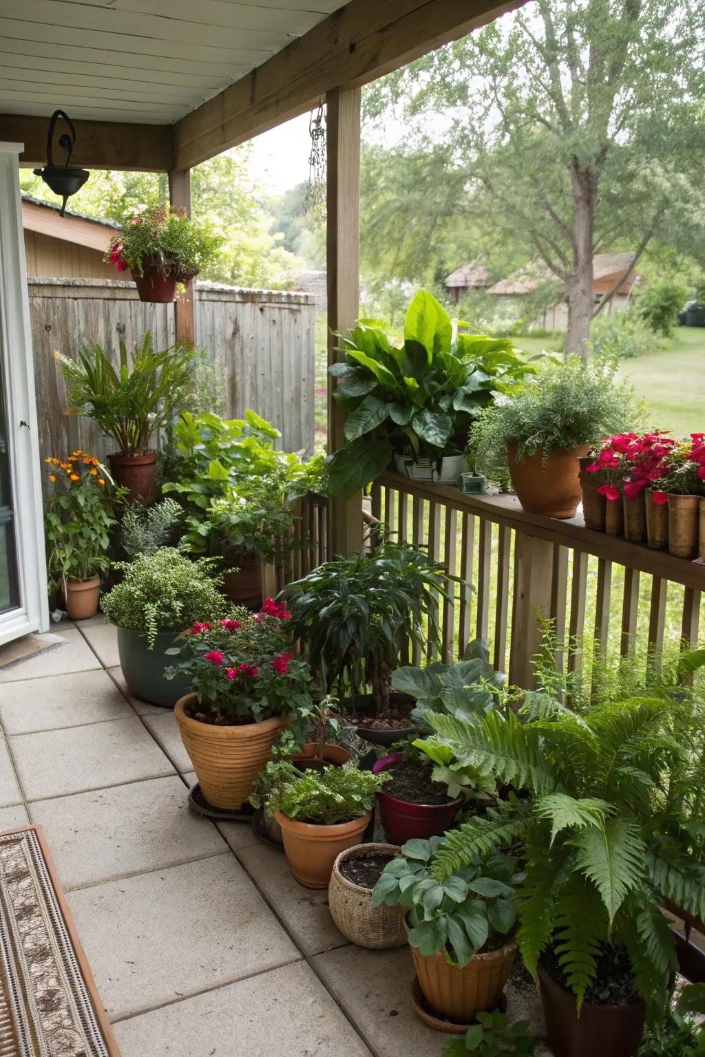 Transform your porch with an abundance of potted plants.