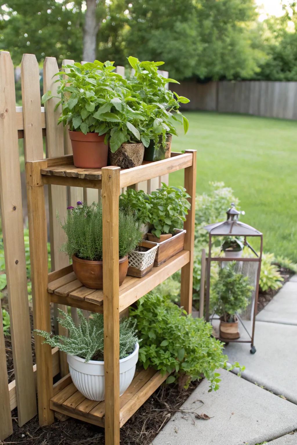 Grow your own herbs in a dedicated corner garden.