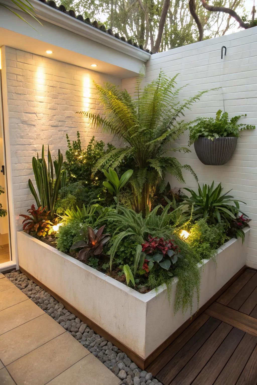 Maximize space and impact with an L-shaped raised planter.