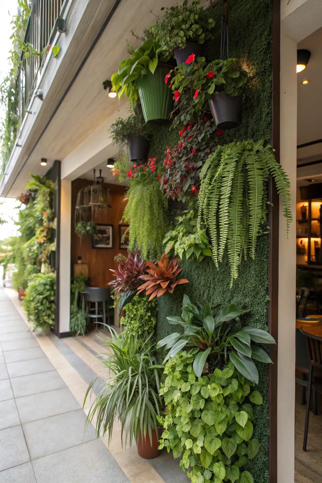 Vertical gardens maximize space and style.