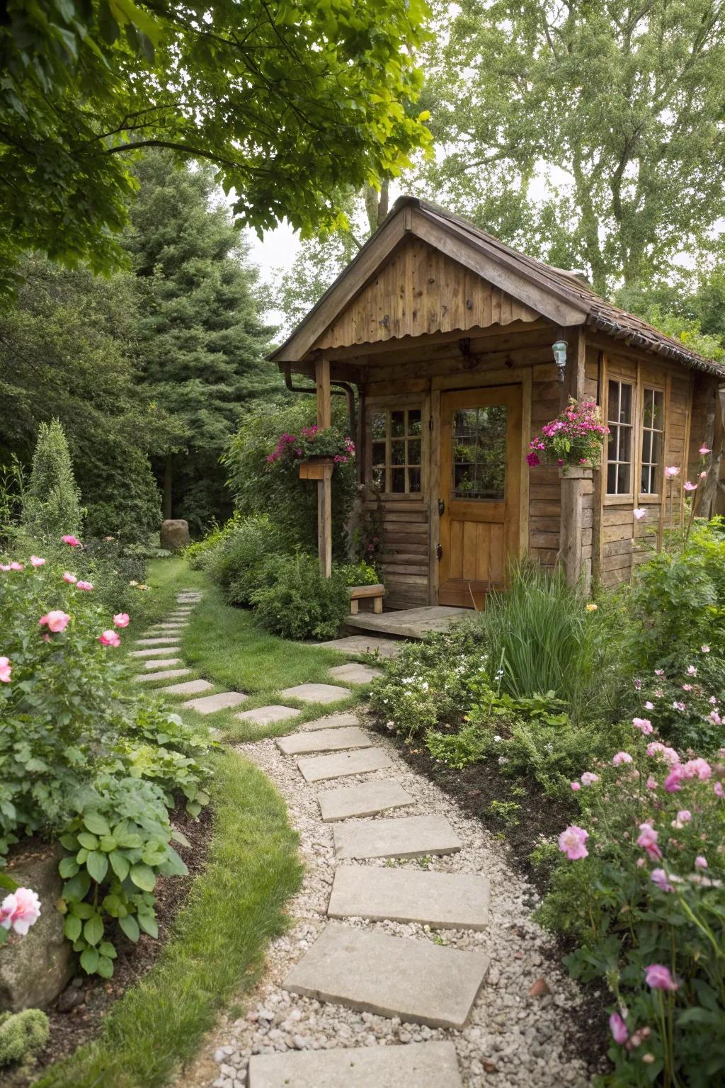 Bring rustic charm to your garden with a wooden summer house.