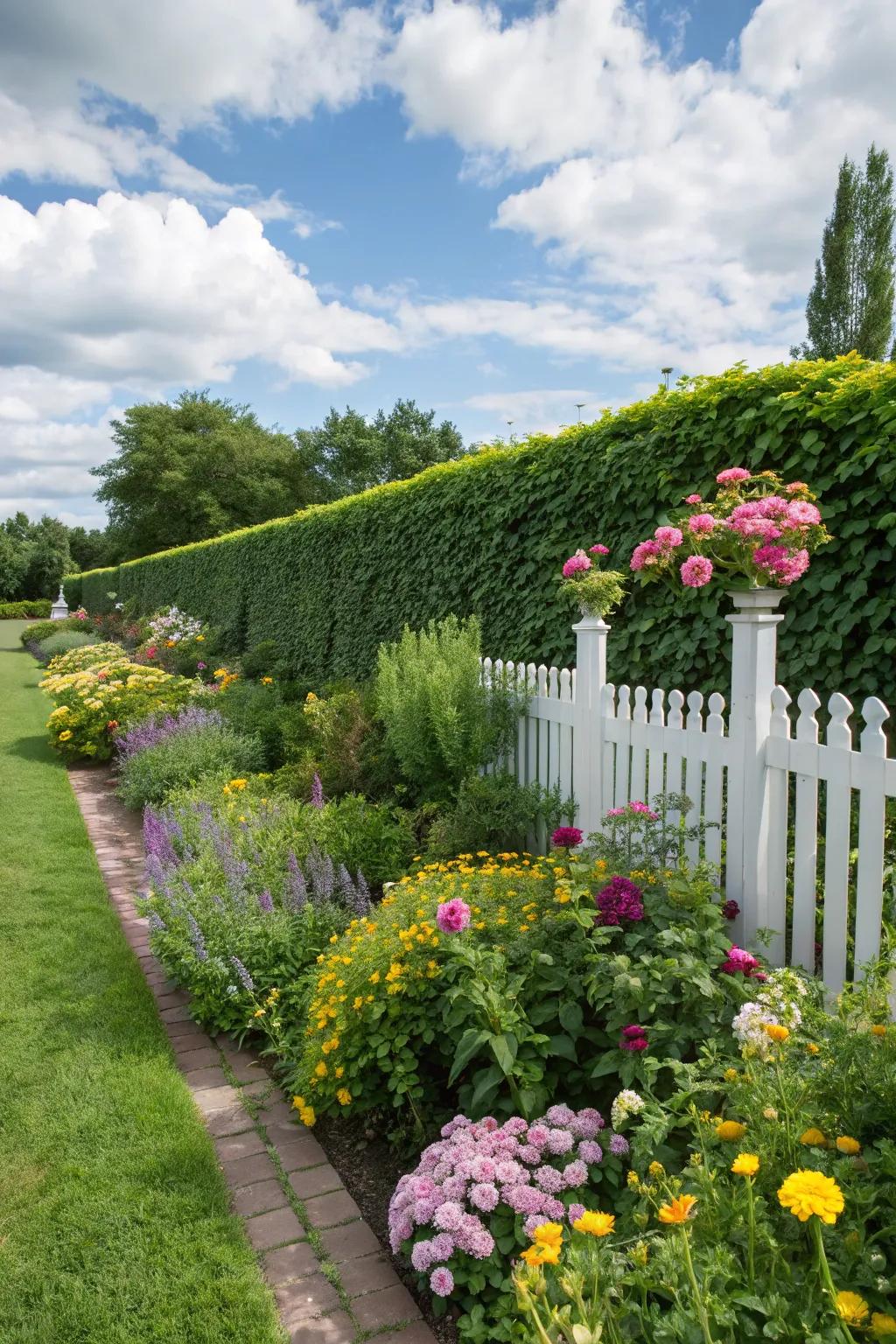 A hedge fence seamlessly blends with the natural landscape.