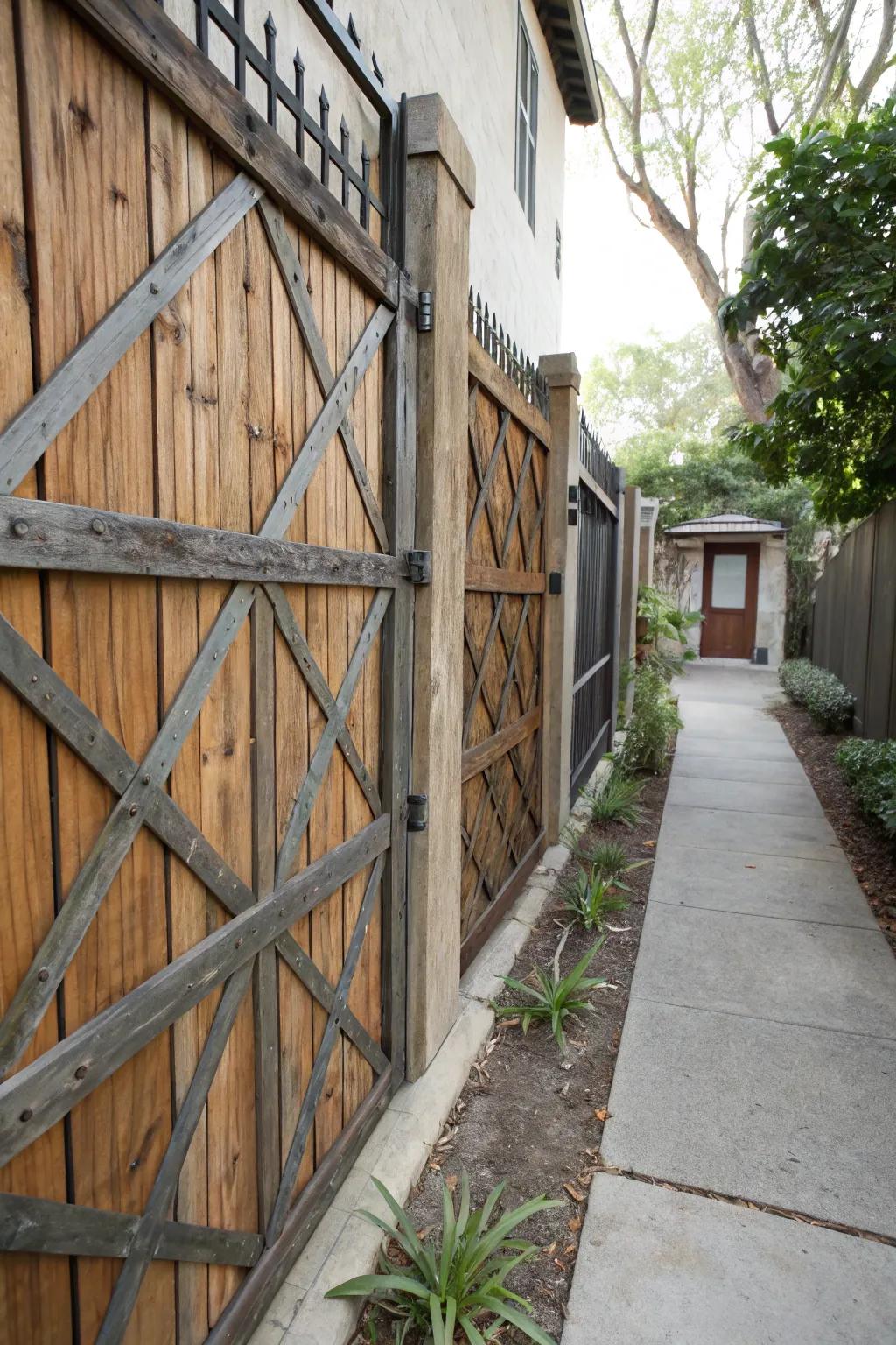 Mixed materials can add a unique visual texture to your fence.