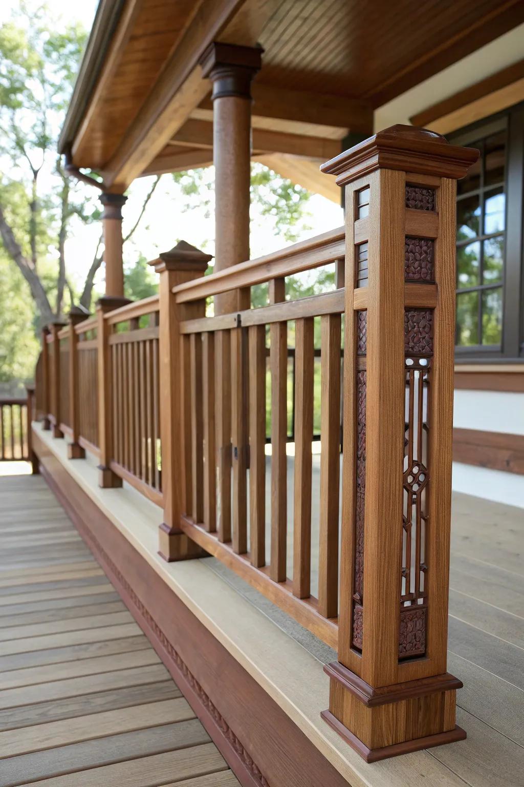 A combination of vertical and horizontal balusters adds dynamic visual interest.