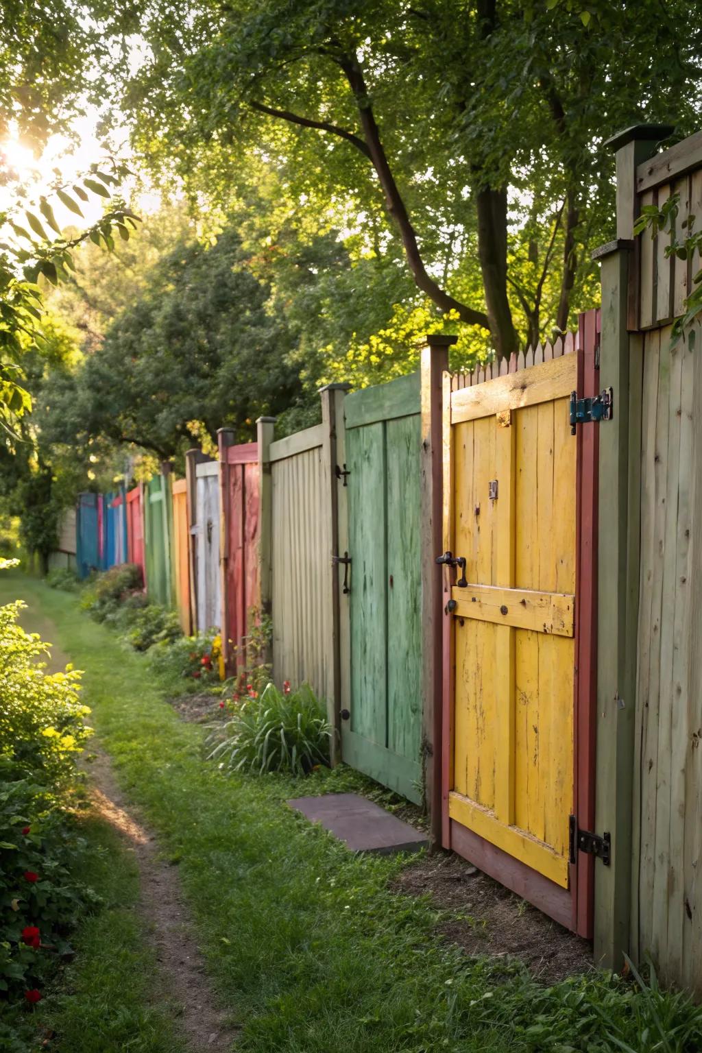 Upcycle old doors for a one-of-a-kind privacy fence.