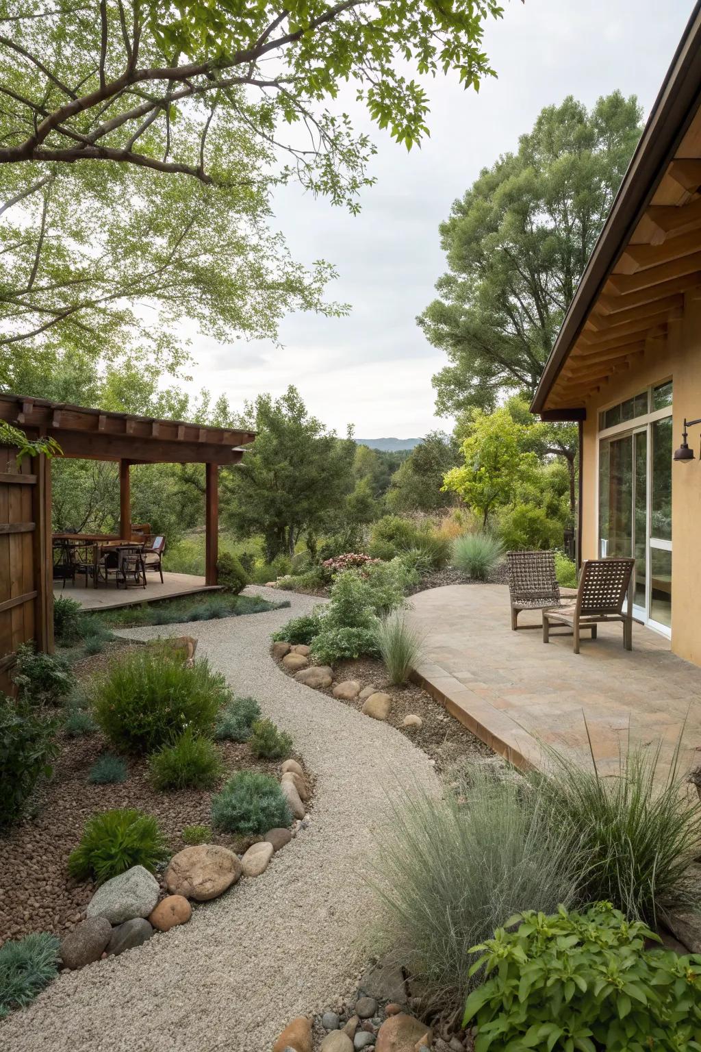 Crushed granite patios blend beautifully with natural landscapes.