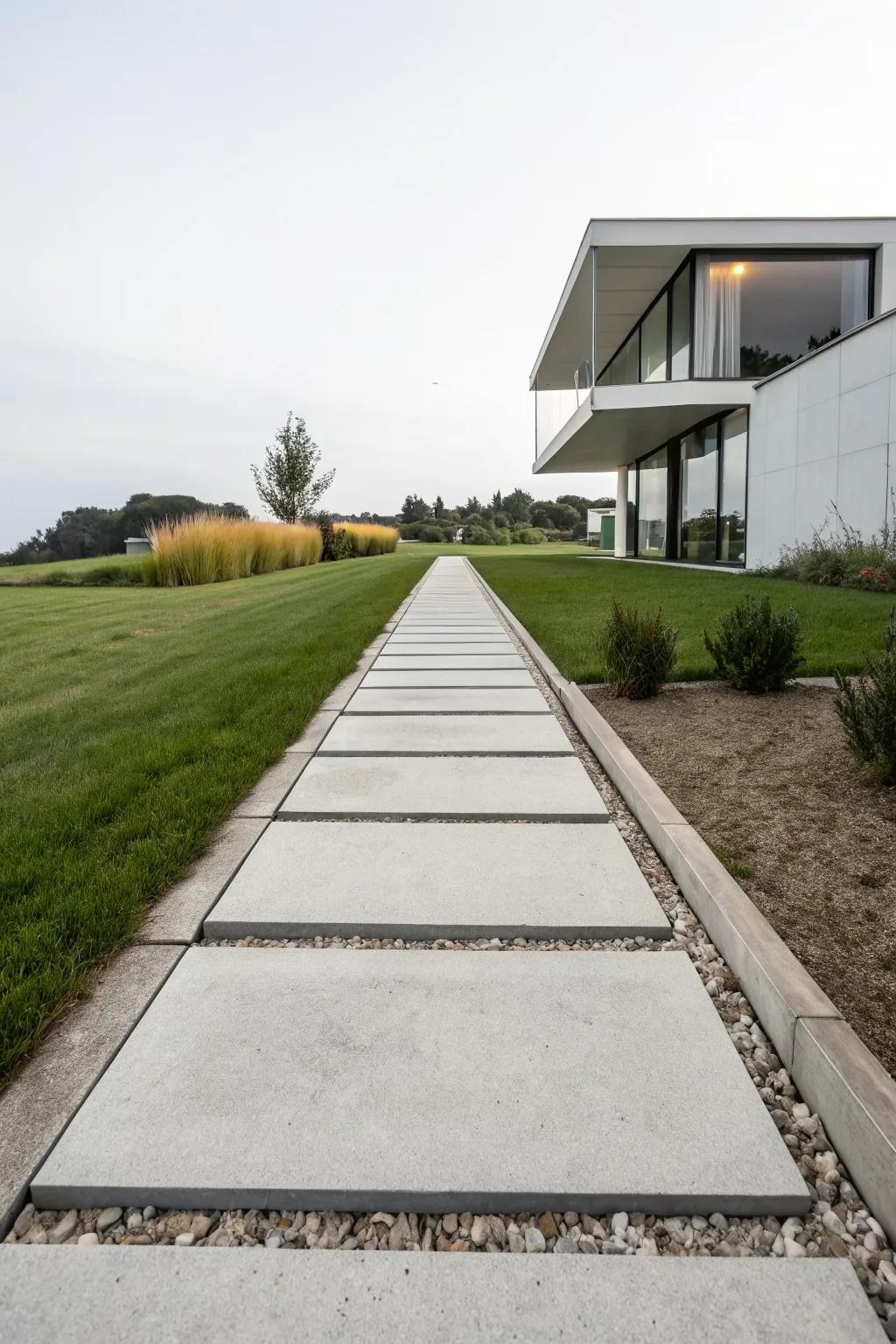 Sleek concrete slabs offer modern minimalism.