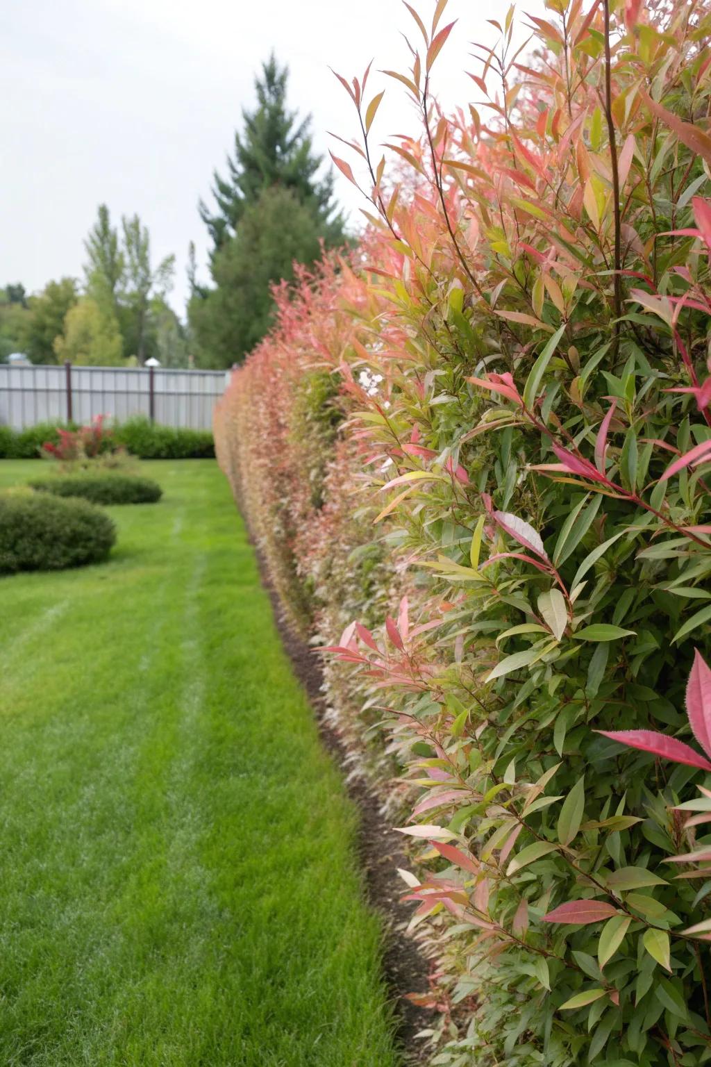 Dappled willows create a living wall for added privacy.