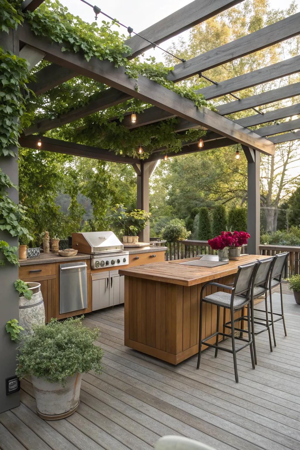 A pergola offers both style and protection from the elements.