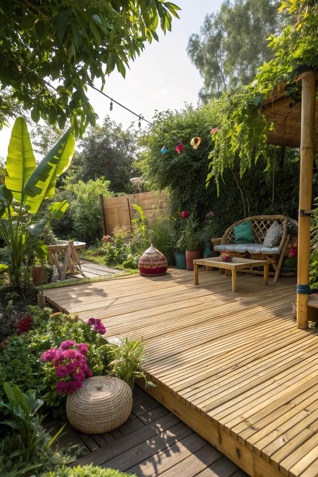 Bamboo offers a sustainable and stylish decking option.