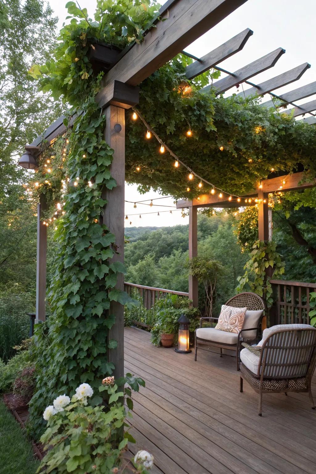 A pergola adds structure and charm to any deck-patio combo.