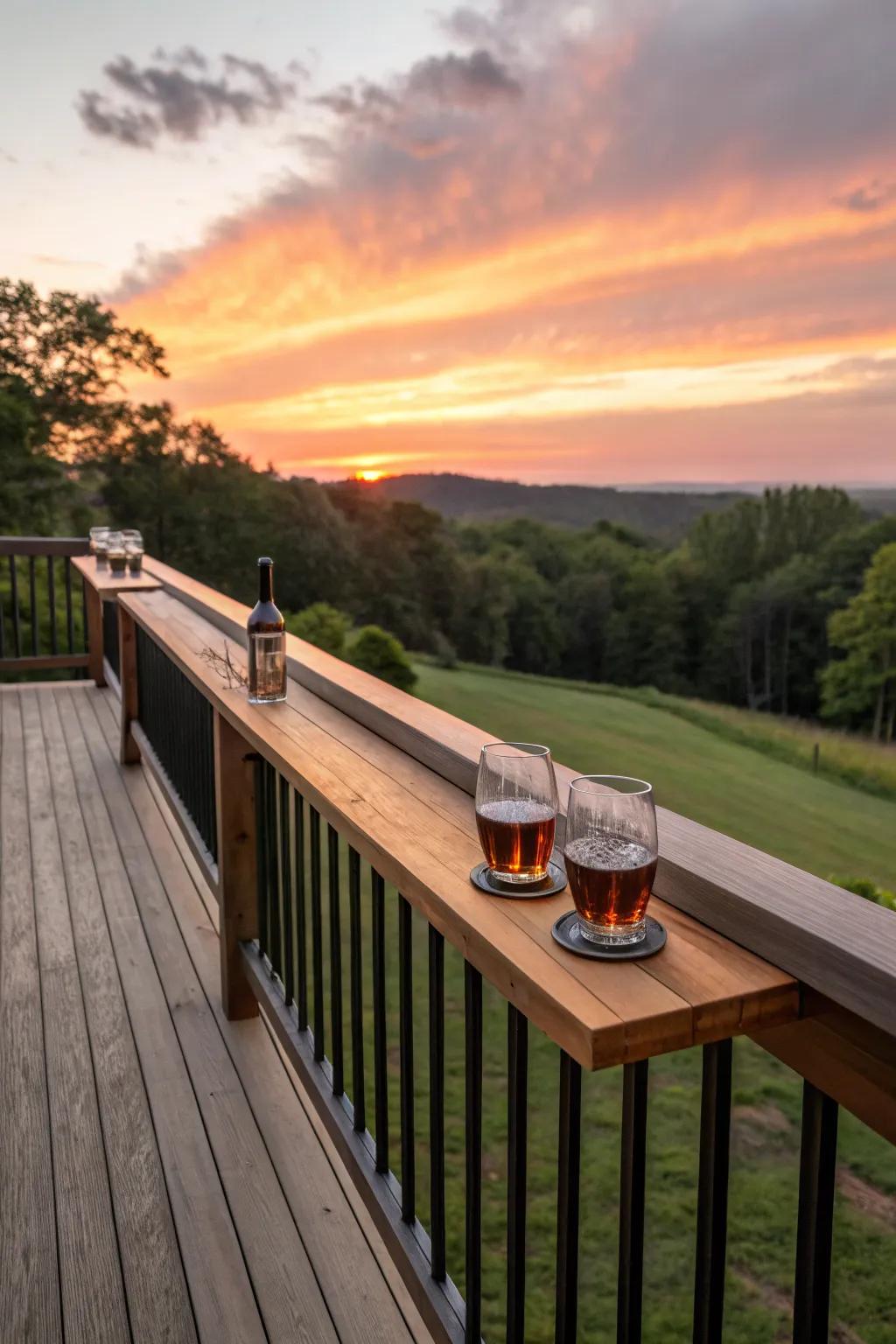 Wide drink rail top board ideal for entertaining.