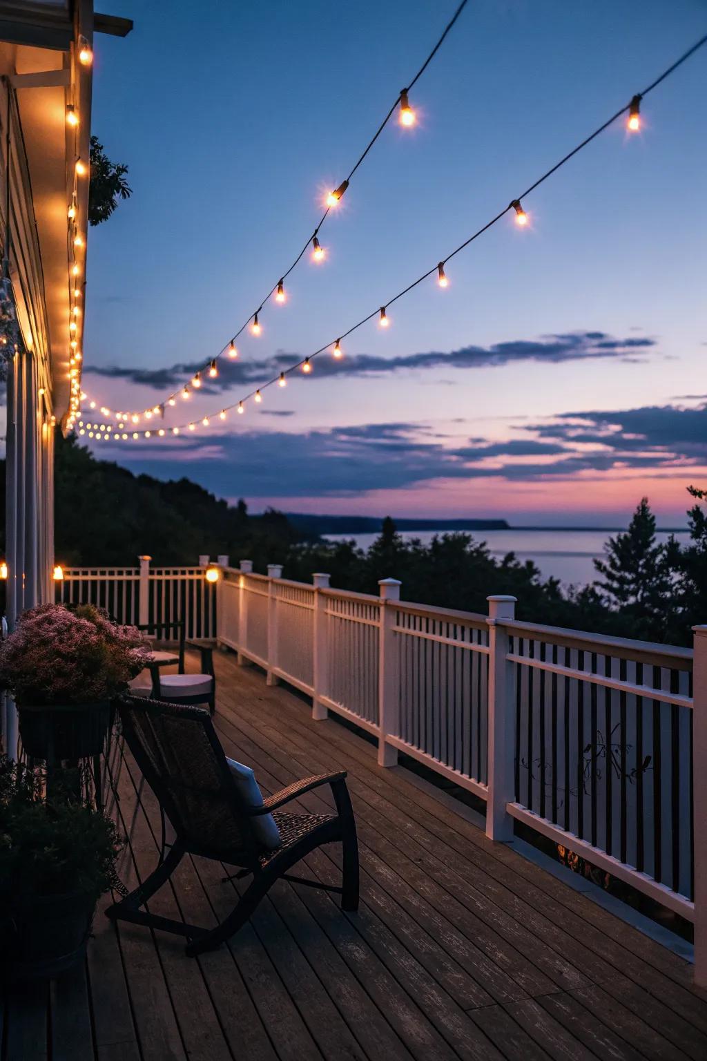 Create a magical evening ambiance with string lights.
