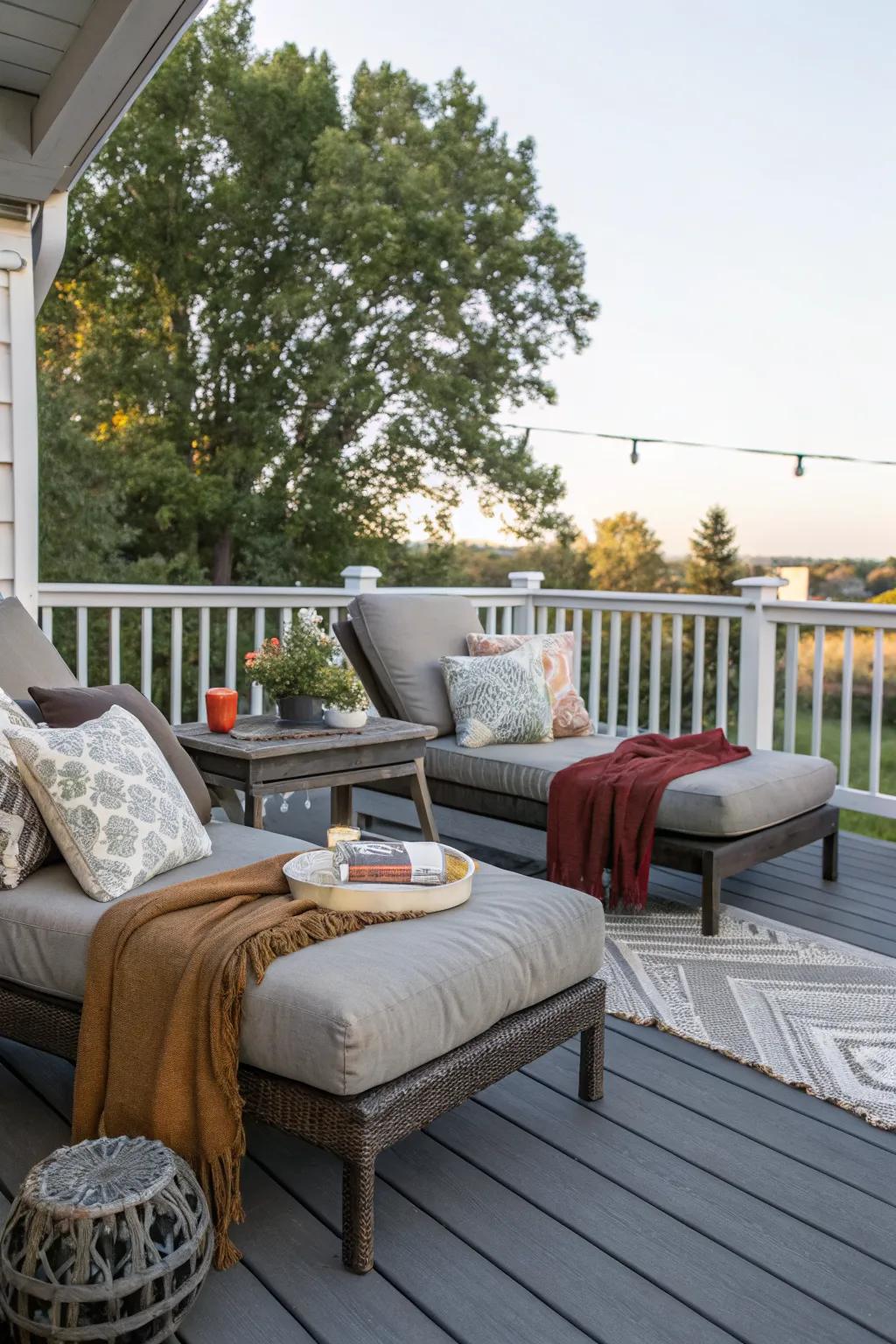 Relax and unwind in a cozy outdoor lounge.