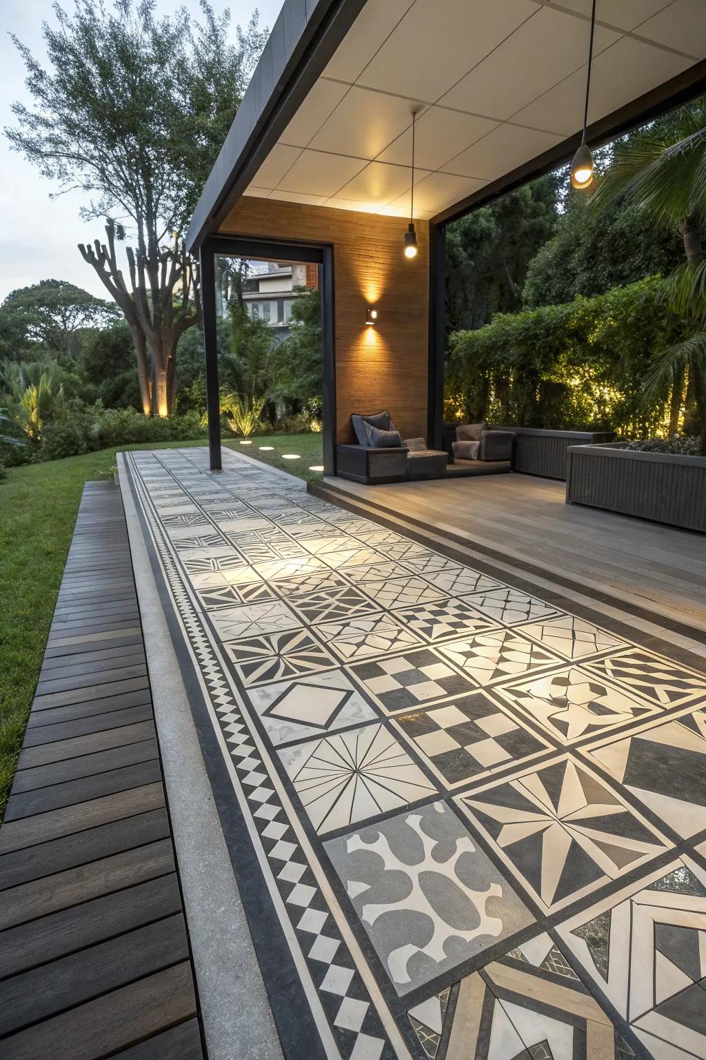 Geometric designs add a modern twist to your deck.