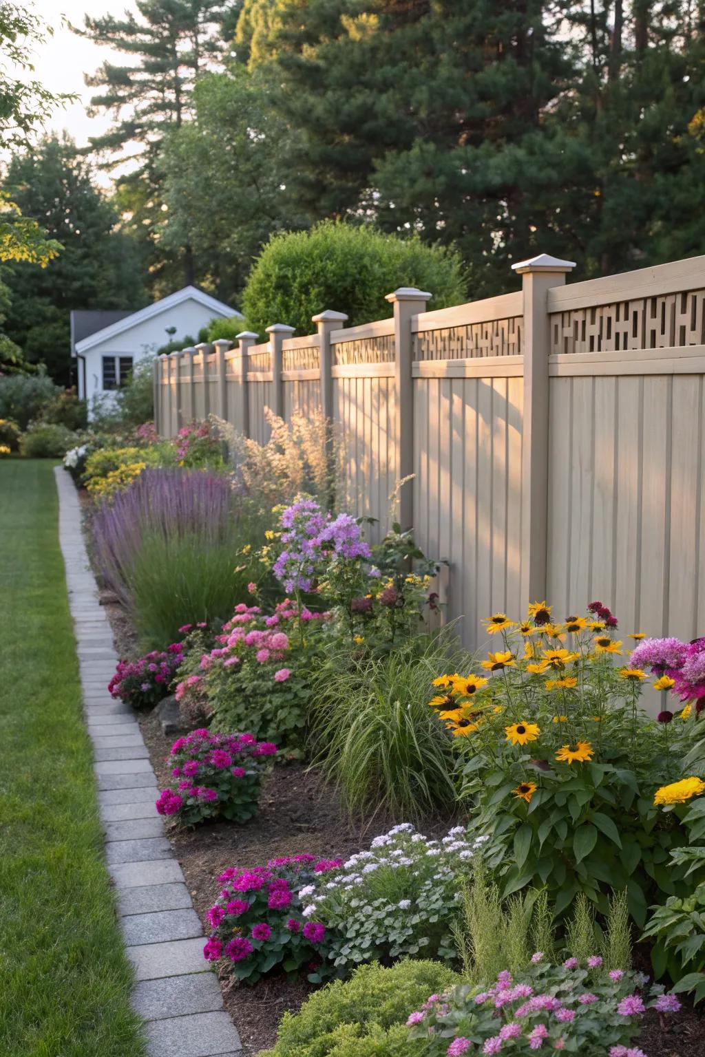 A garden-complementing fence enhances the natural beauty of your yard.