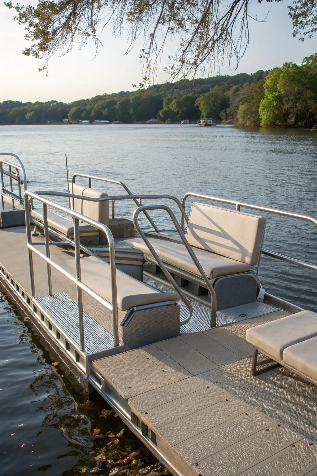 Angled seating ensures comfort and accessibility for all dock visitors.