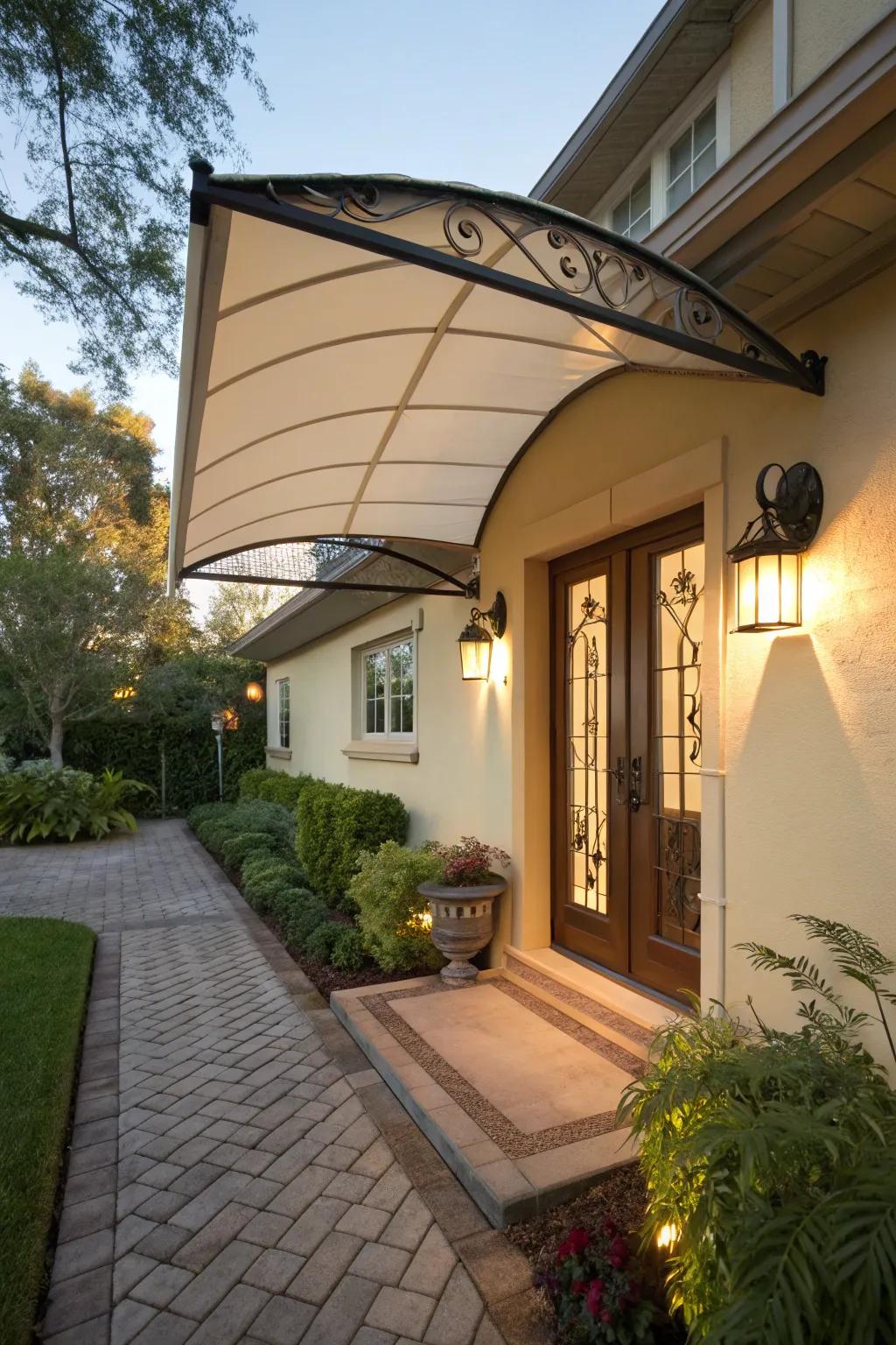 A canopy awning offers both protection and style.