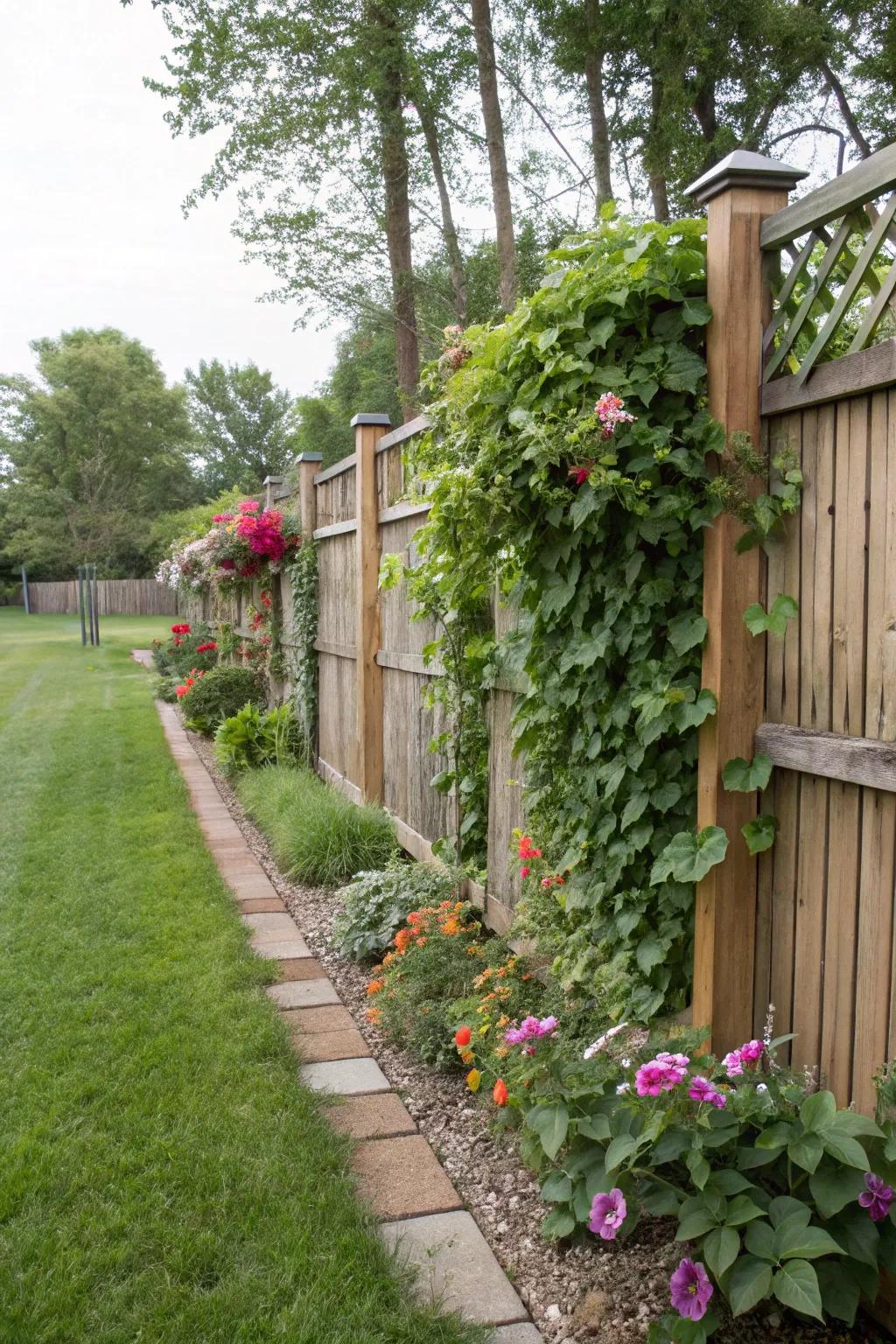 Integrate your fence with garden elements for a seamless look.