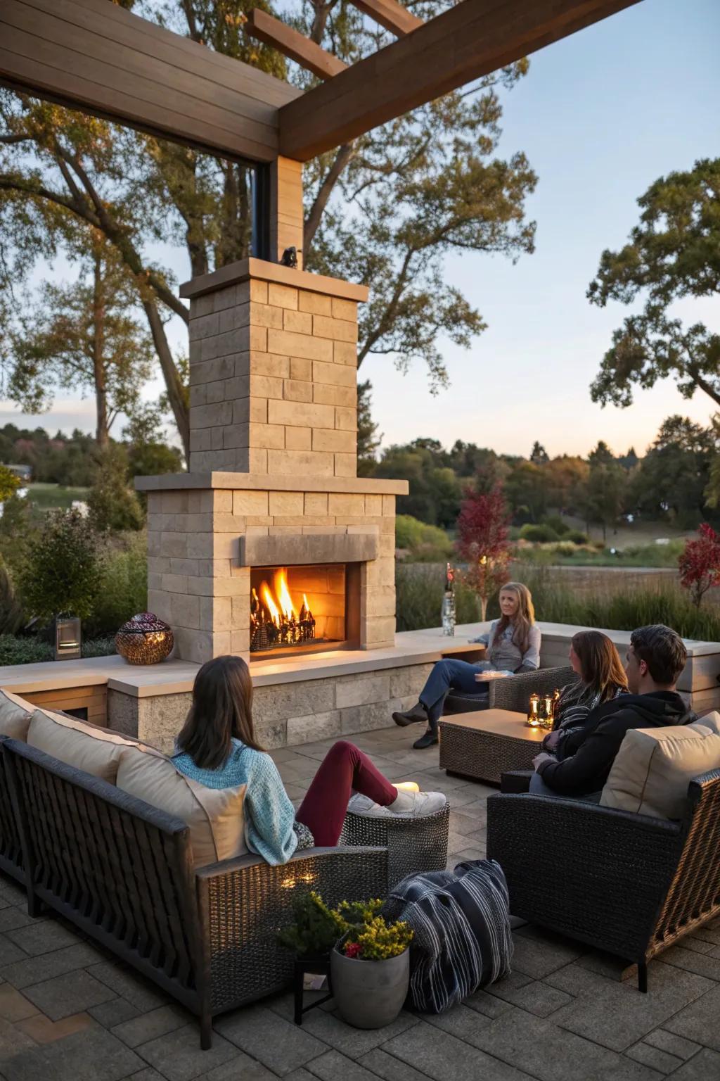 Create a social hub with ample seating around your fireplace.