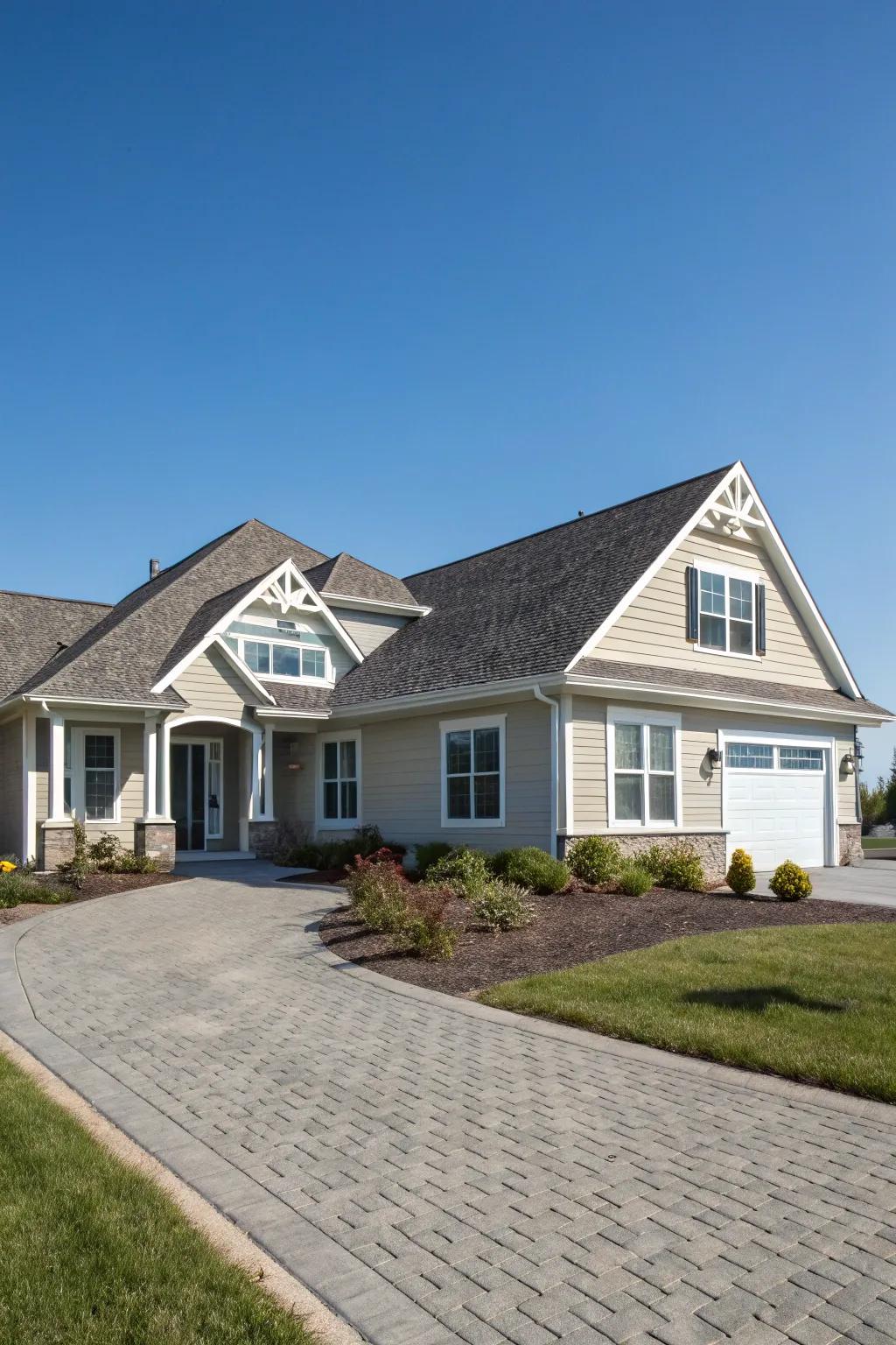A gable roof adds elegance and practicality.