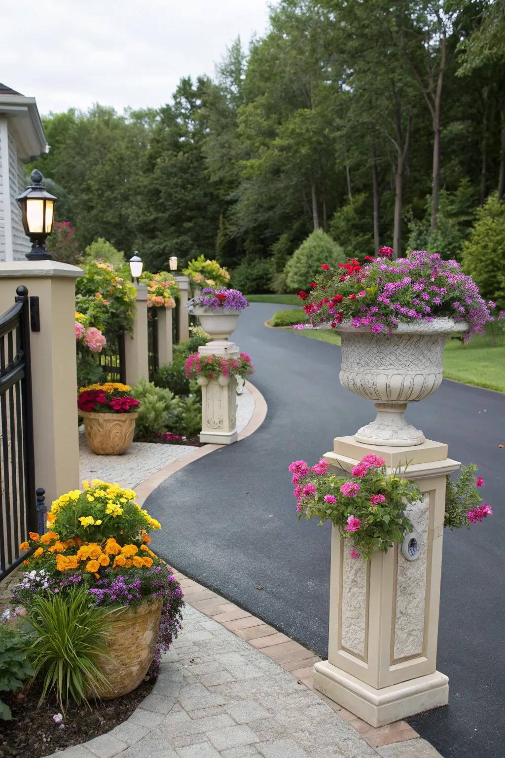 Planters and bollards add beauty and define your driveway space.