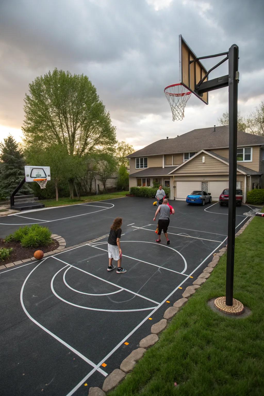 A half-court setup makes the most of limited space.