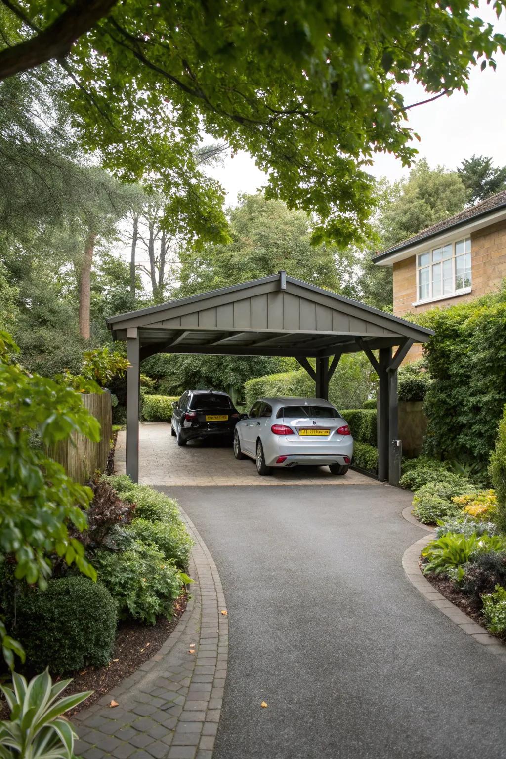 Freestanding carports provide versatile coverage without altering existing structures.