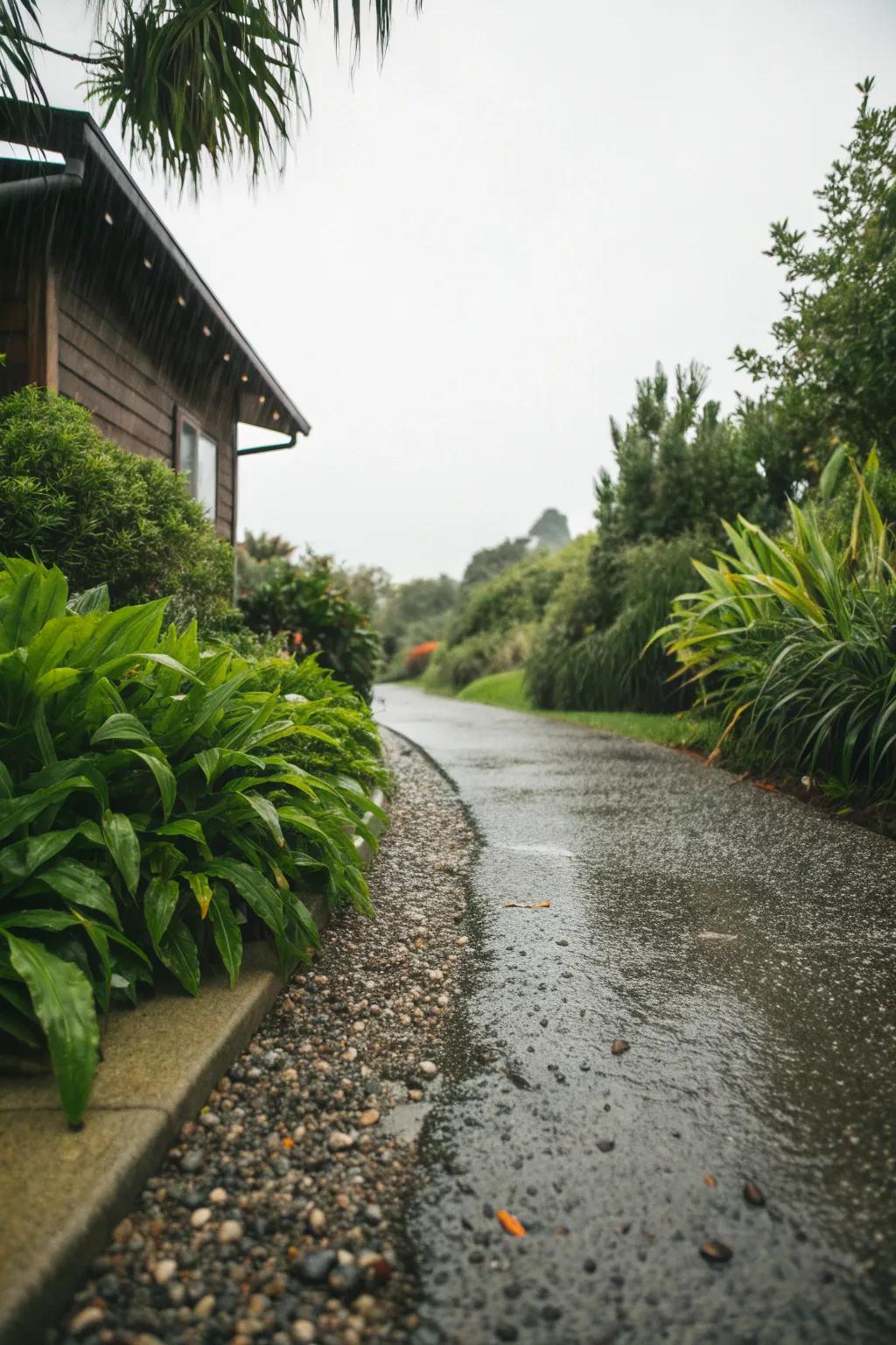 Gravel pathways offer both elegance and practicality.