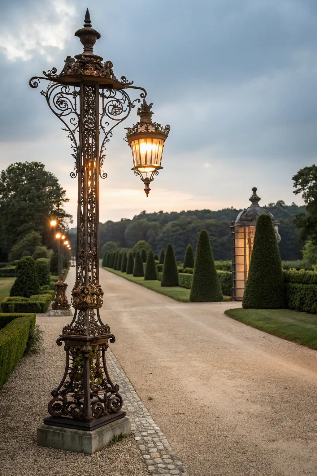 Victorian-style lamp post brings historical elegance.