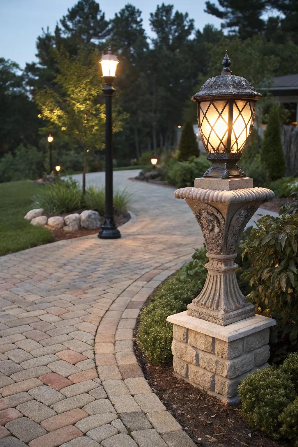 Stone and brick bases add strength and elegance to your lighting.