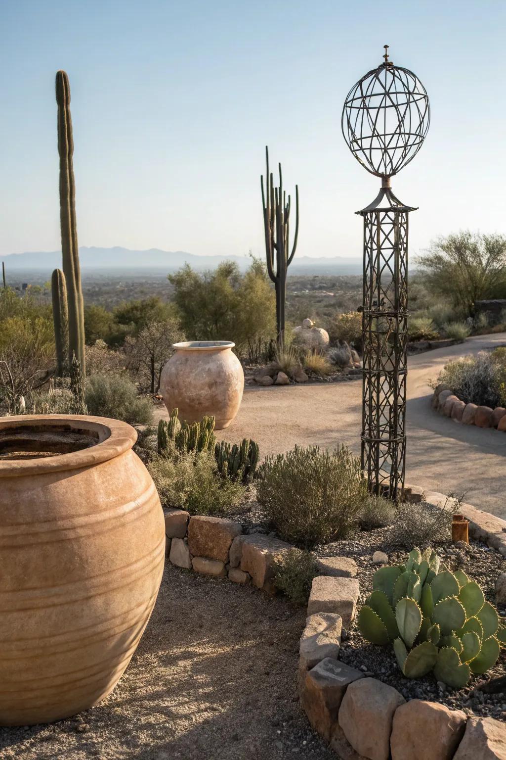 Decorative elements infuse your dry landscape with character and charm.