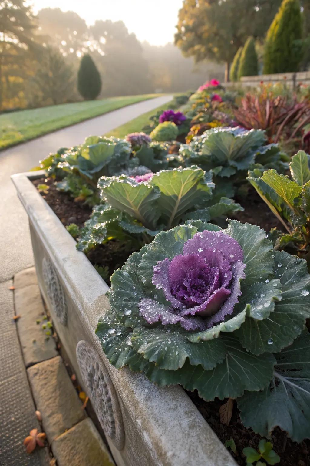 Ornamental cabbage and kale add texture and color to any spring arrangement.